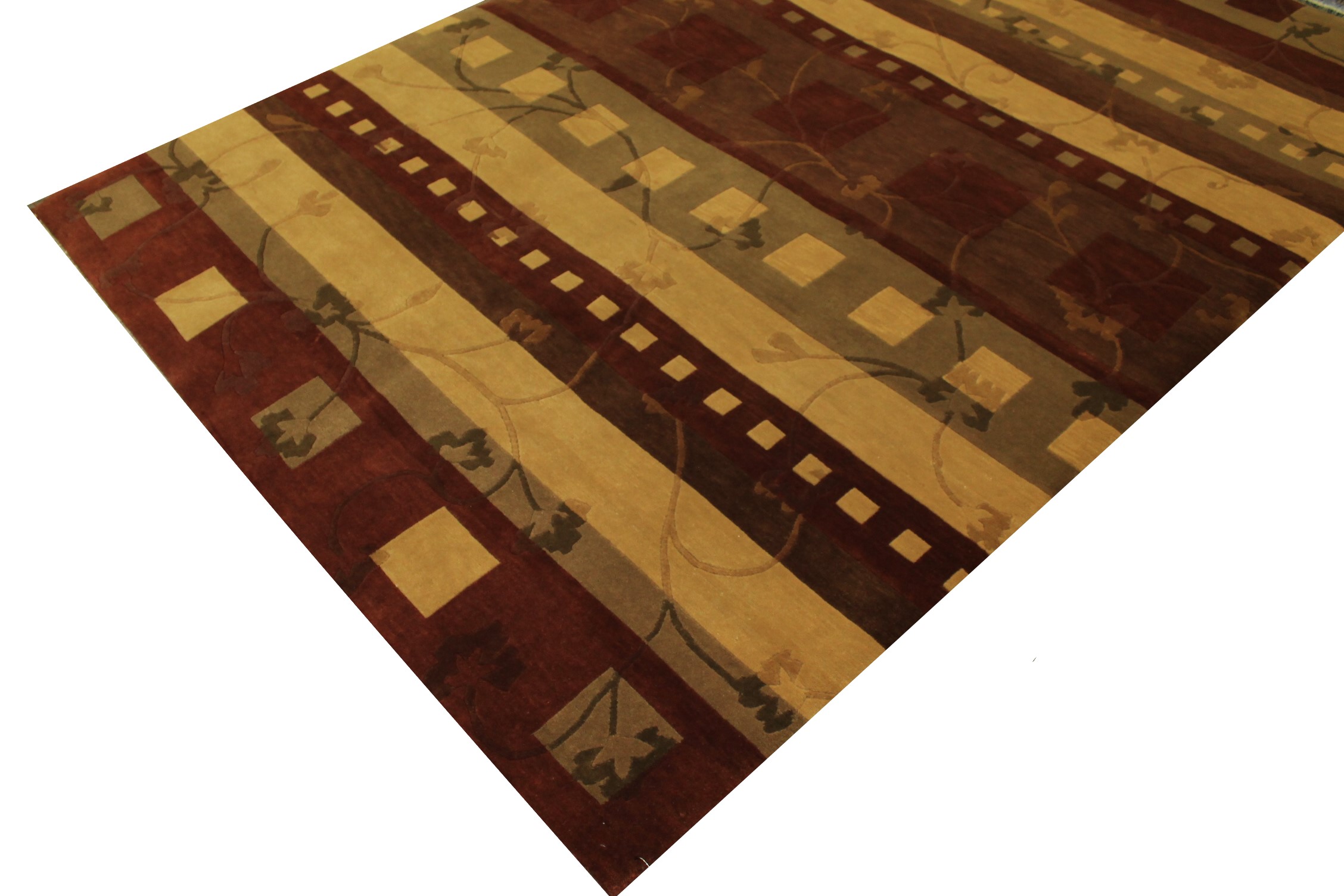 Clearance & Discount Rugs Tibet Style Hand Knotted Rug 8451 Lt. Brown - Chocolate & Multi Hand Knotted Rug