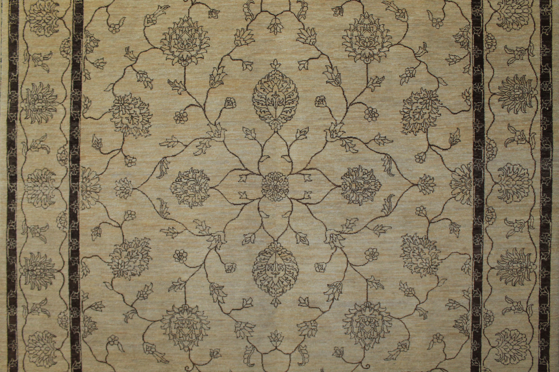 Clearance & Discount Rugs Hand Knotted Wool Rug 9222 Ivory - Beige & Lt. Brown - Chocolate Hand Knotted Rug