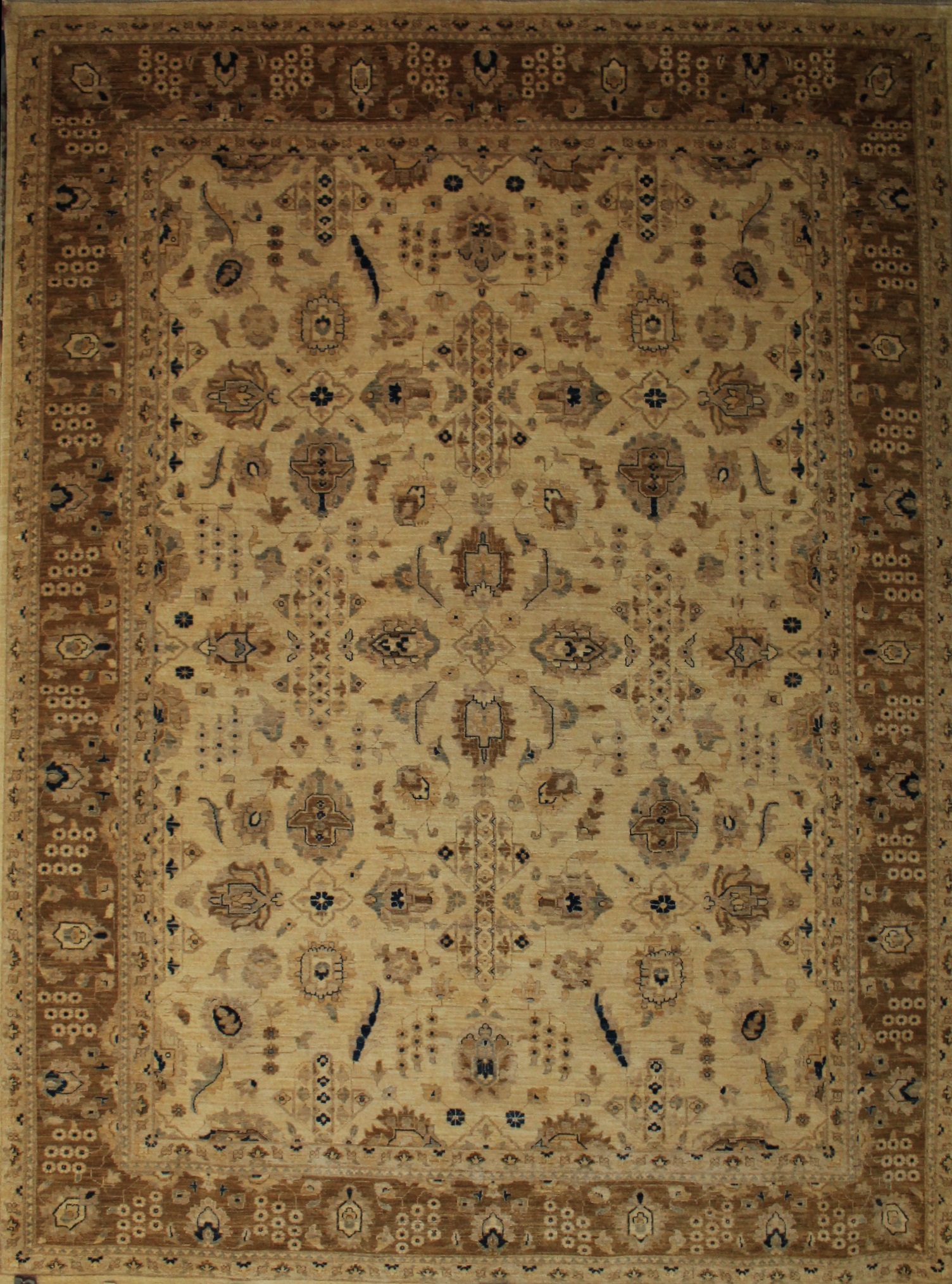 Clearance & Discount Rugs Peshawar Hand Knotted Wool Rug 9404 Ivory - Beige & Lt. Gold - Gold Hand Knotted Rug