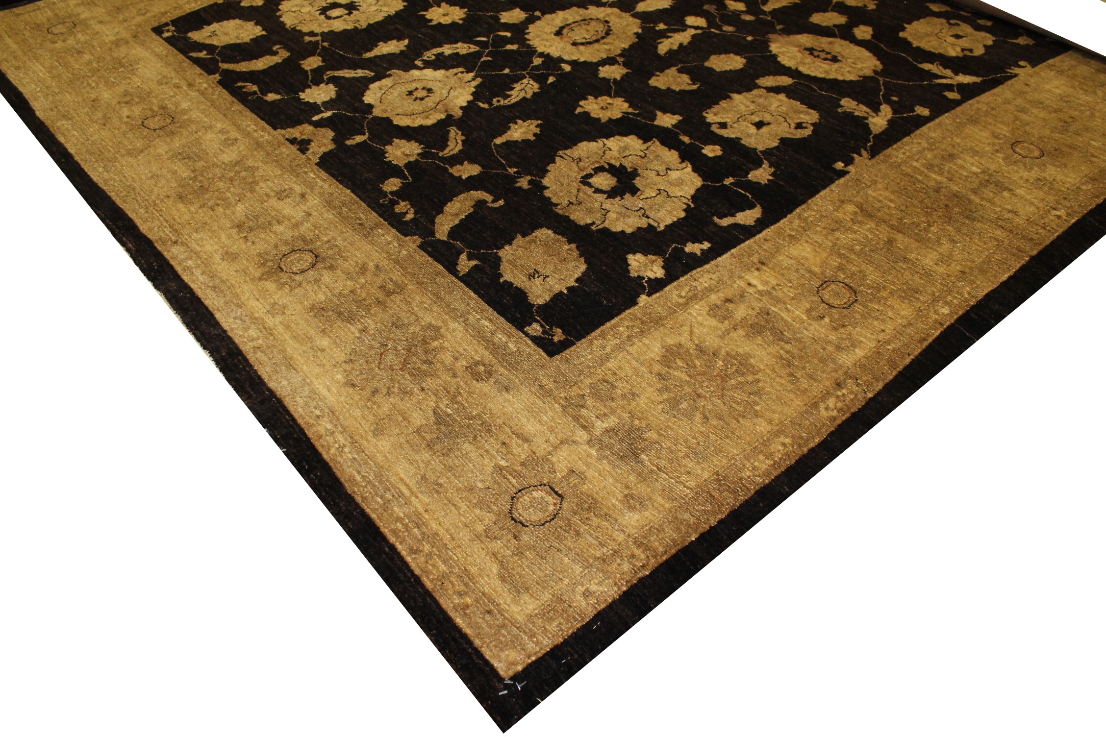 Clearance & Discount Rugs Chobi Stone Washed Wool Rug 9519 Black - Charcoal & Lt. Gold - Gold Hand Knotted Rug