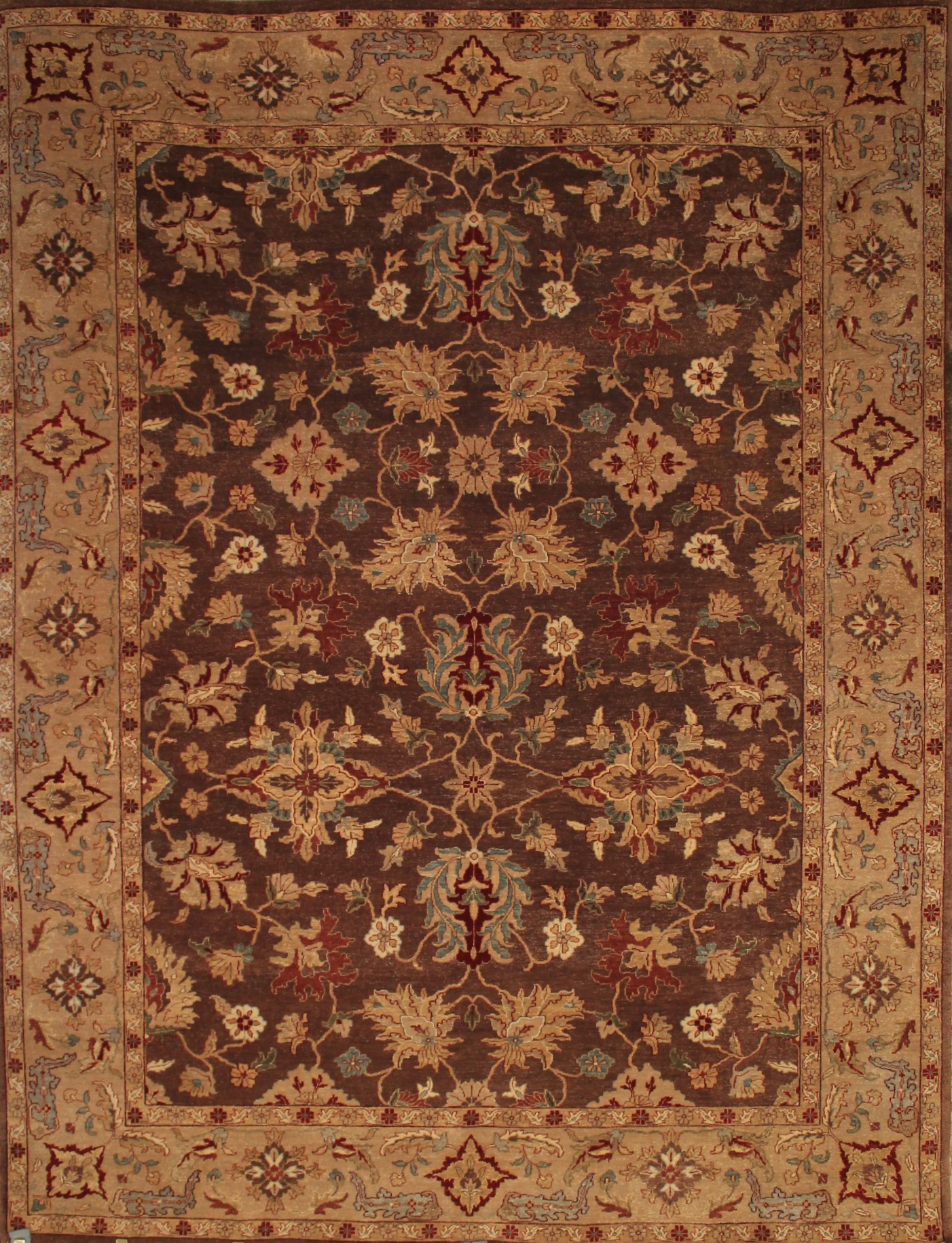 Clearance & Discount Rugs Zeigler Style Hand Knotted Wool Rug  9609 Lt. Brown - Chocolate & Lt. Gold - Gold Hand Knotted Rug