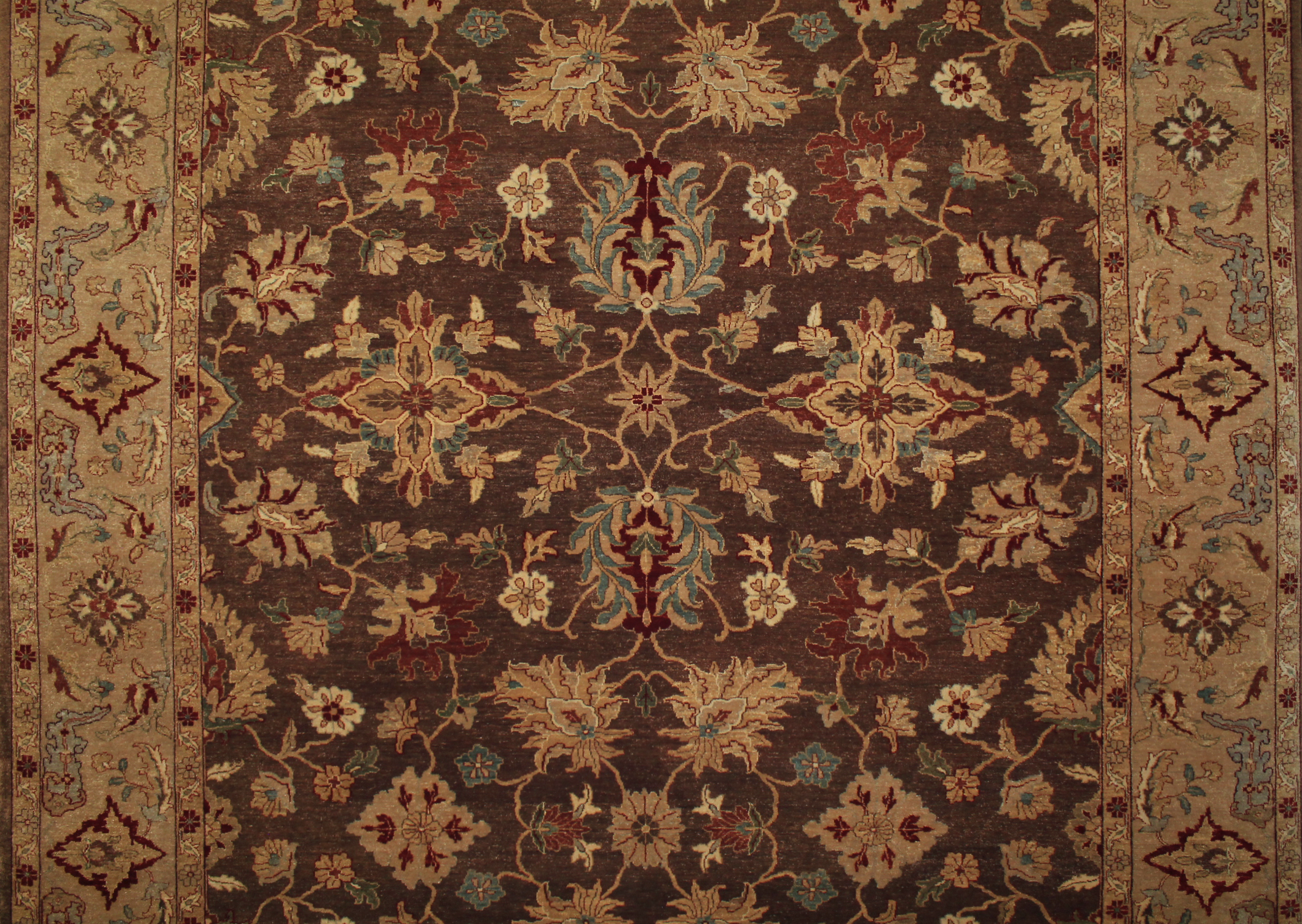 Clearance & Discount Rugs Zeigler Style Hand Knotted Wool Rug  9609 Lt. Brown - Chocolate & Lt. Gold - Gold Hand Knotted Rug