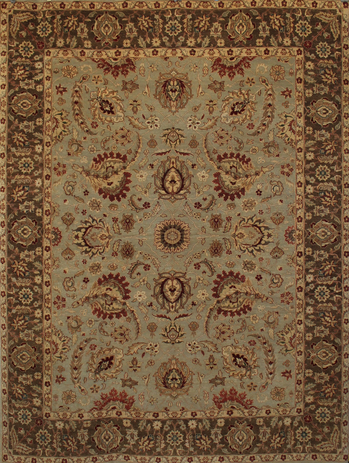 Clearance & Discount Rugs Ziegler Collection Hand Knotted Rug 10026 Aqua - Lt.Green & Lt. Brown - Chocolate Hand Knotted Rug
