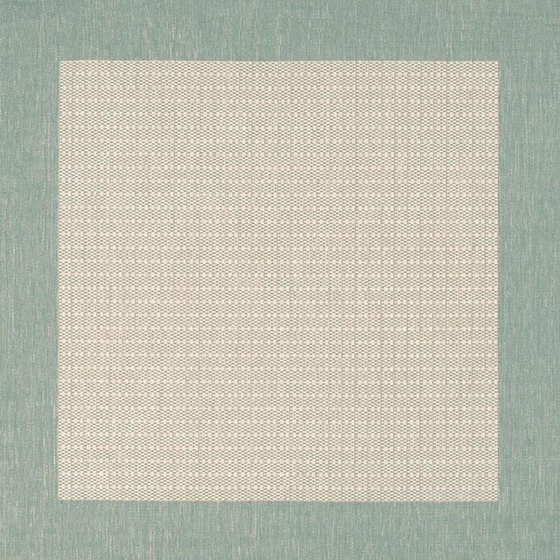 Octagon, Square & Round Rugs Recife 1005/5005 Checkered Field  Natural-Green Aqua - Lt.Green & Green Machine Made Rug