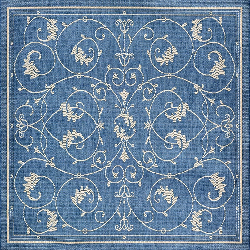 Round, Octagon & Square Rugs Recife 1583/1212 Veranda  Champagne-Blue Lt. Blue - Blue & Ivory - Beige Machine Made Rug