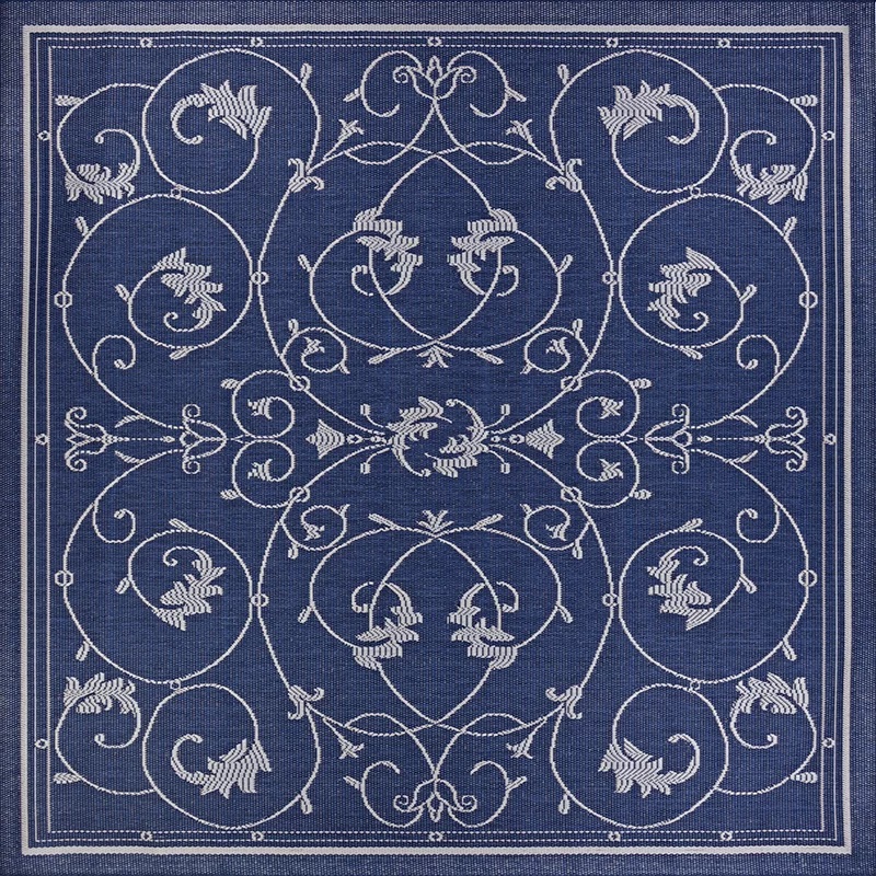 Octagon, Square & Round Rugs Recife 1583/6500 Veranda  Ivory-Indigo Medium Blue - Navy & Ivory - Beige Machine Made Rug