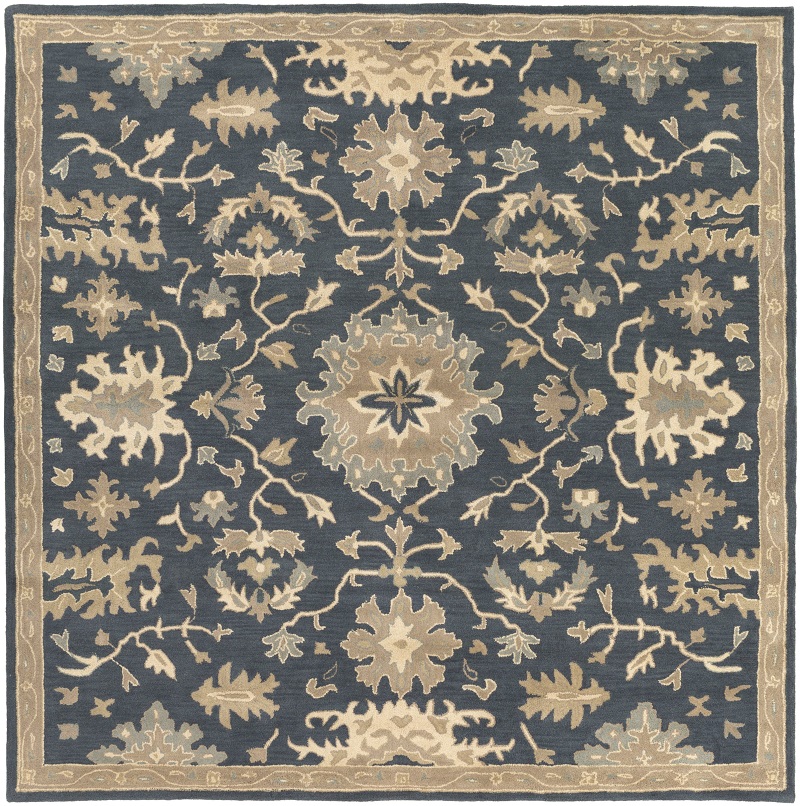 Octagon, Square & Round Rugs Caesar CAE-1154 Medium Blue - Navy & Lt. Grey - Grey Hand Tufted Rug