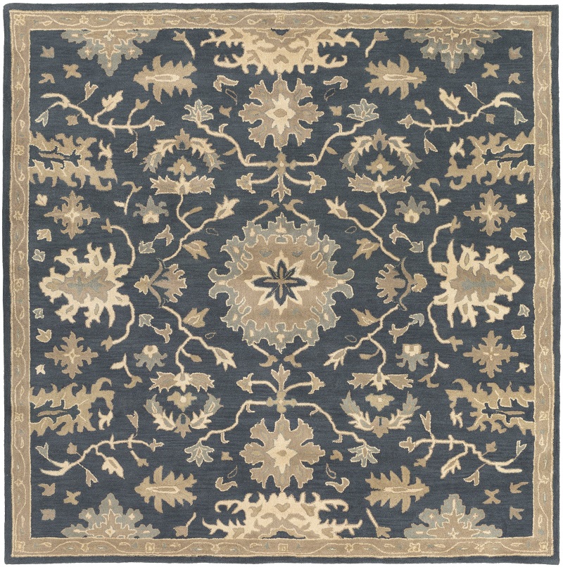 Round, Octagon & Square Rugs Caesar CAE-1154 Medium Blue - Navy & Lt. Grey - Grey Hand Tufted Rug