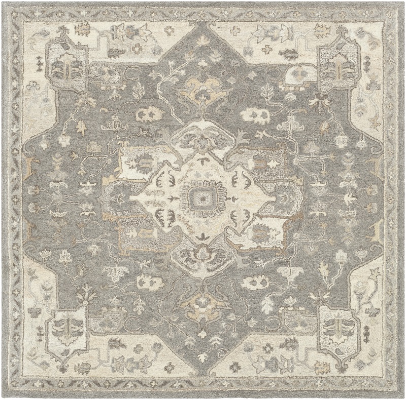 Octagon, Square & Round Rugs Caesar CAE-1196 Lt. Grey - Grey Hand Tufted Rug