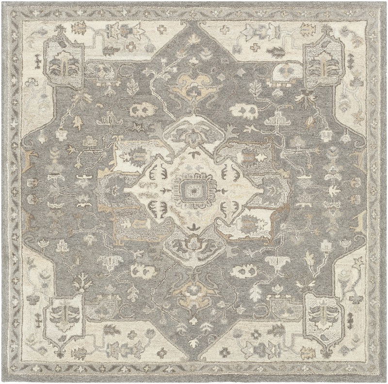 Round, Octagon & Square Rugs Caesar CAE-1196 Lt. Grey - Grey Hand Tufted Rug