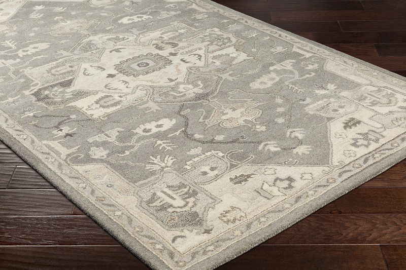 Octagon, Square & Round Rugs Caesar CAE-1196 Lt. Grey - Grey Hand Tufted Rug
