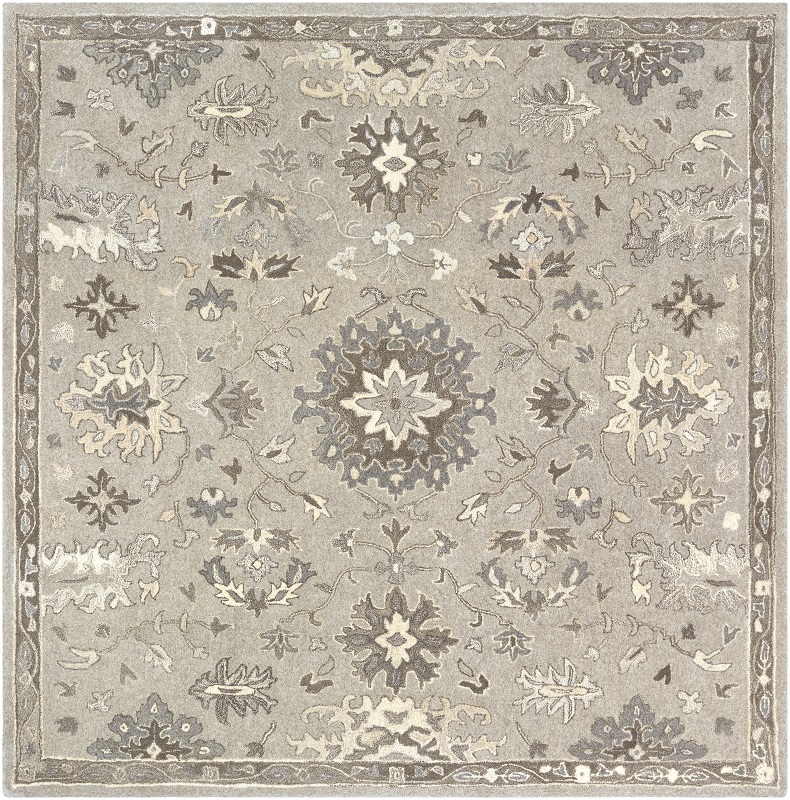 Octagon, Square & Round Rugs Caesar CAE-1197 Lt. Grey - Grey Hand Tufted Rug