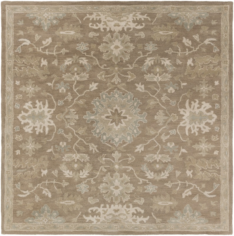 Round, Octagon & Square Rugs Caesar CAE-1149 Lt. Brown - Chocolate & Lt. Grey - Grey Hand Tufted Rug