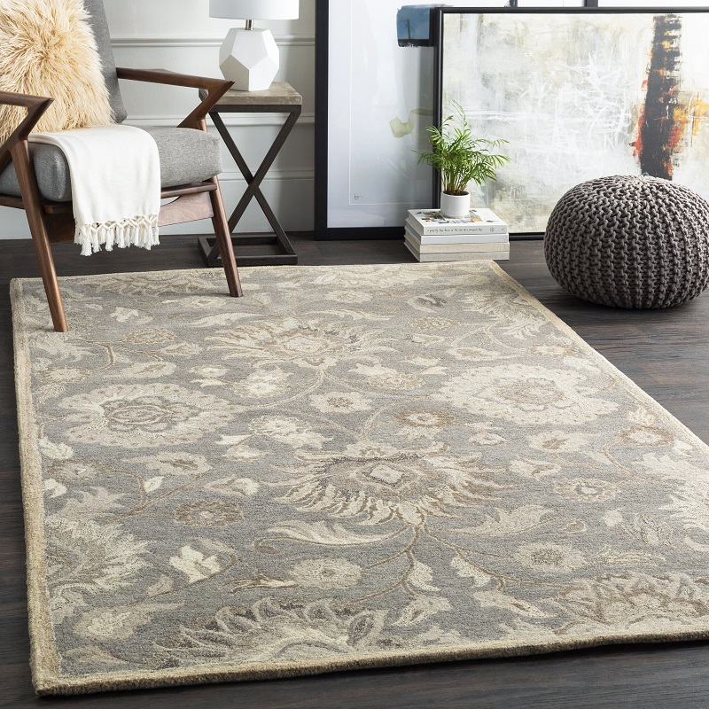 Octagon, Square & Round Rugs Caesar CAE-1195 Camel - Taupe & Lt. Grey - Grey Hand Tufted Rug