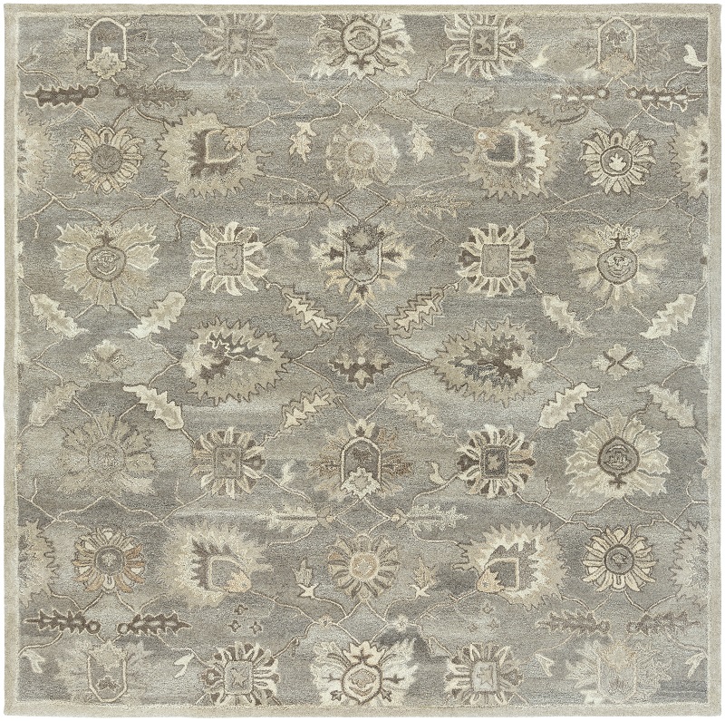 Octagon, Square & Round Rugs Caesar CAE-1199 Lt. Grey - Grey Hand Tufted Rug