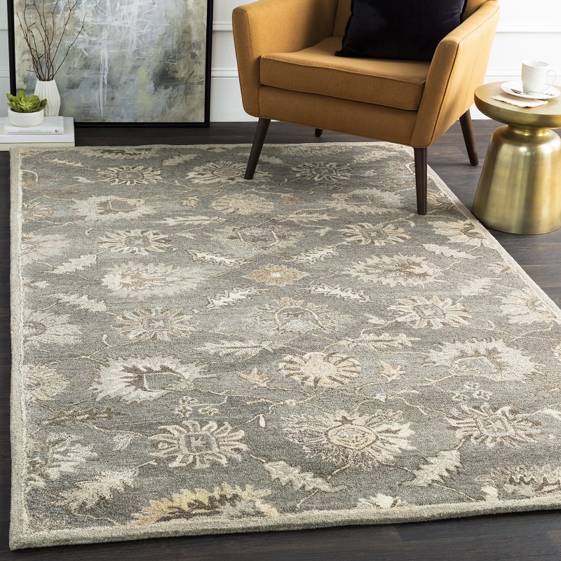 Octagon, Square & Round Rugs Caesar CAE-1199 Lt. Grey - Grey Hand Tufted Rug