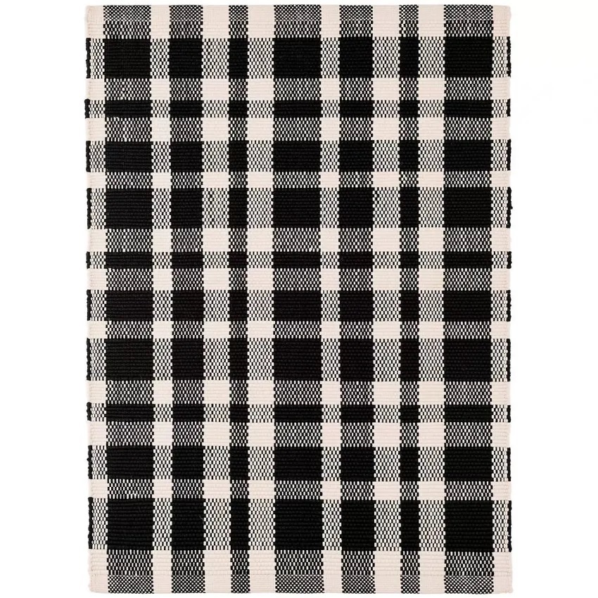 Casual & Solid Rugs Tattersall Tattersall Black Ivory - Beige & Black - Charcoal Hand Woven Rug