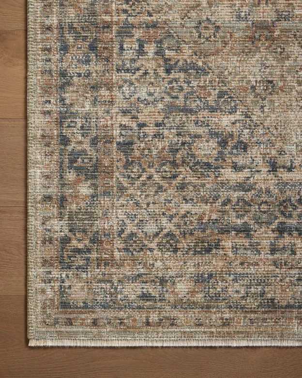 Antique Style Rugs Heritage HER-08 Lt.Green & Medium Blue - Navy Machine Made Rug