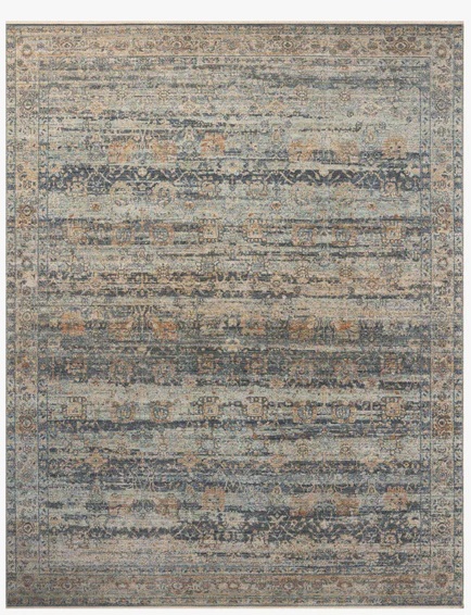 Antique Style Rugs Heritage HER-09 Lt. Blue - Blue & Rust - Orange Machine Made Rug