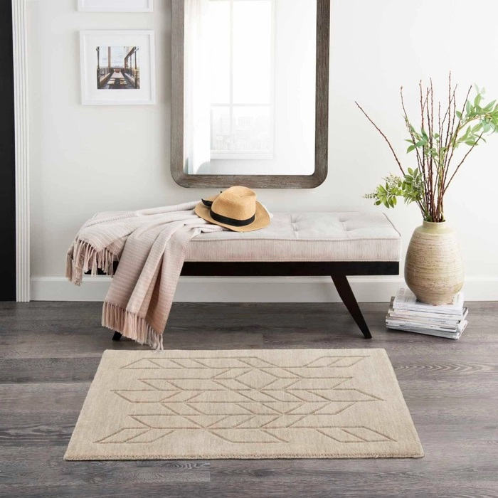 Casual Rugs & Solid Rugs Alessia ALE01   Beige Ivory - Beige Hand Loomed Rug