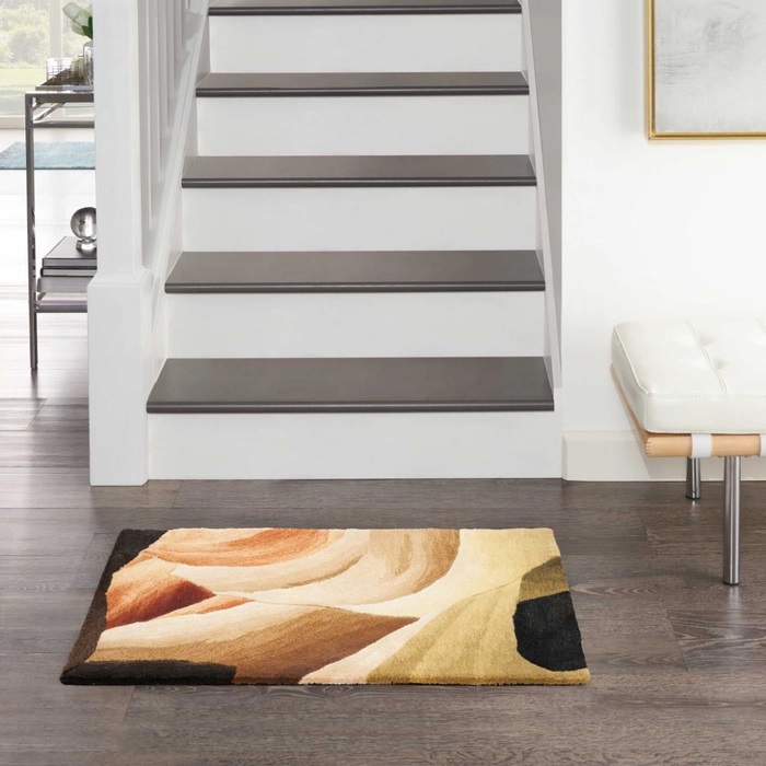 Contemporary Rugs & Transitional Rugs Prismatic PRS38 Lt. Brown - Chocolate & Lt. Gold - Gold Hand Tufted Rug