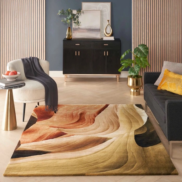 Contemporary Rugs & Transitional Rugs Prismatic PRS38 Lt. Brown - Chocolate & Lt. Gold - Gold Hand Tufted Rug