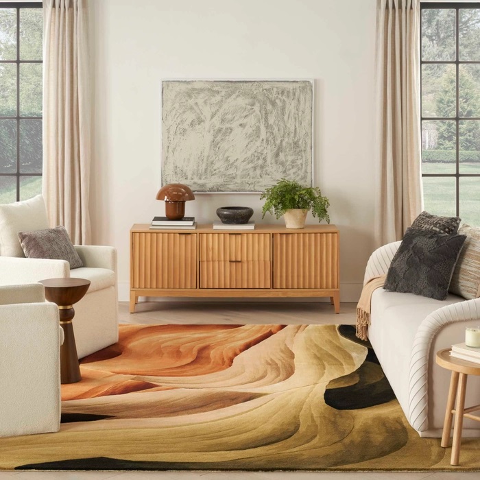Contemporary Rugs & Transitional Rugs Prismatic PRS38 Lt. Brown - Chocolate & Lt. Gold - Gold Hand Tufted Rug