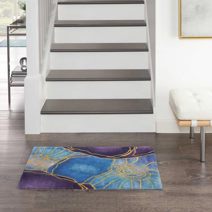 Contemporary Rugs & Transitional Rugs Prismatic PRS32 Medium Blue - Navy & Lt. Gold - Gold Hand Tufted Rug
