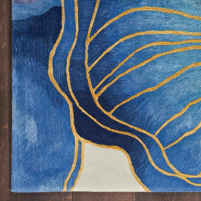 Contemporary Rugs & Transitional Rugs Prismatic PRS32 Medium Blue - Navy & Lt. Gold - Gold Hand Tufted Rug