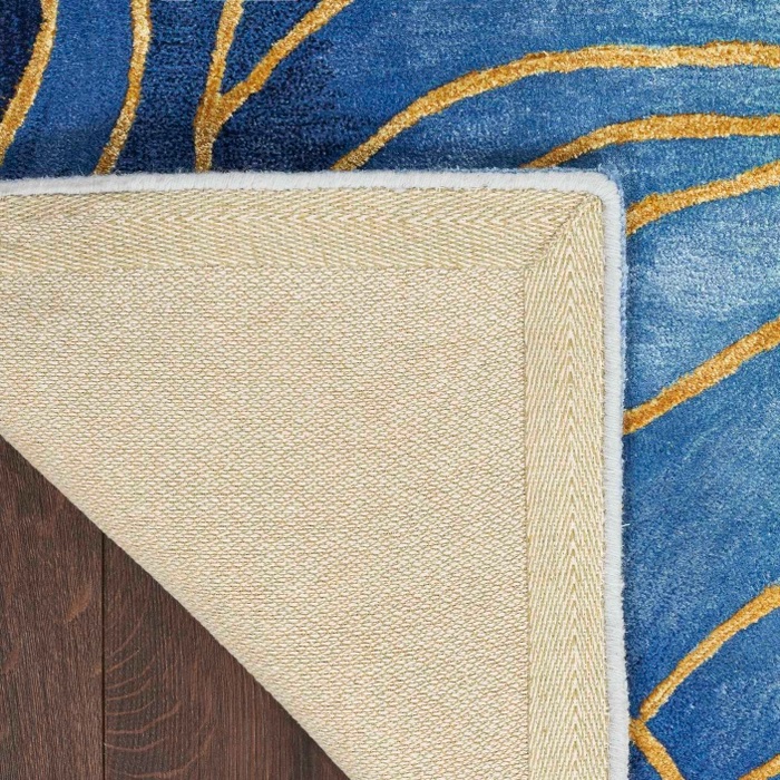 Contemporary Rugs & Transitional Rugs Prismatic PRS32 Medium Blue - Navy & Lt. Gold - Gold Hand Tufted Rug