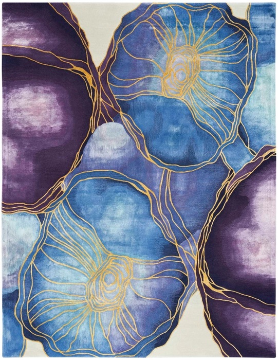 Contemporary Rugs & Transitional Rugs Prismatic PRS32 Medium Blue - Navy & Lt. Gold - Gold Hand Tufted Rug