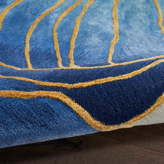 Contemporary Rugs & Transitional Rugs Prismatic PRS32 Medium Blue - Navy & Lt. Gold - Gold Hand Tufted Rug