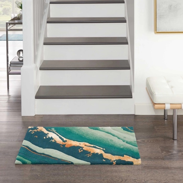 Contemporary Rugs & Transitional Rugs Prismatic PRS30 Green & Lt. Gold - Gold Hand Tufted Rug