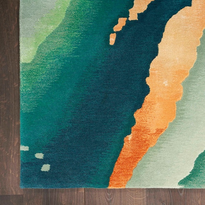 Contemporary Rugs & Transitional Rugs Prismatic PRS30 Green & Lt. Gold - Gold Hand Tufted Rug