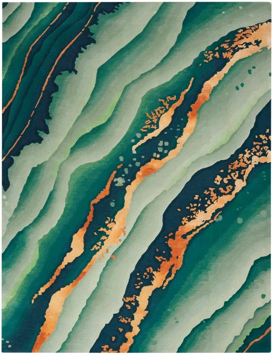 Contemporary Rugs & Transitional Rugs Prismatic PRS30 Green & Lt. Gold - Gold Hand Tufted Rug