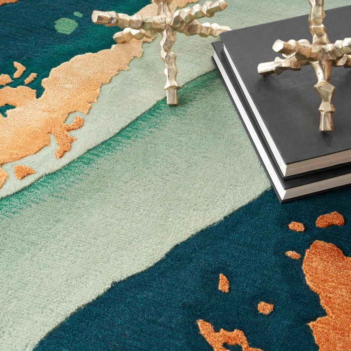 Contemporary Rugs & Transitional Rugs Prismatic PRS30 Green & Lt. Gold - Gold Hand Tufted Rug