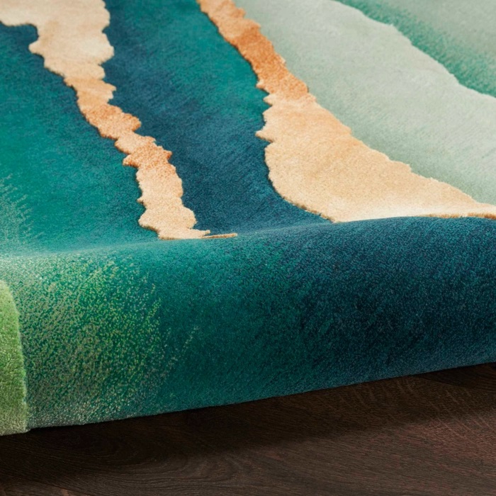 Contemporary Rugs & Transitional Rugs Prismatic PRS30 Green & Lt. Gold - Gold Hand Tufted Rug
