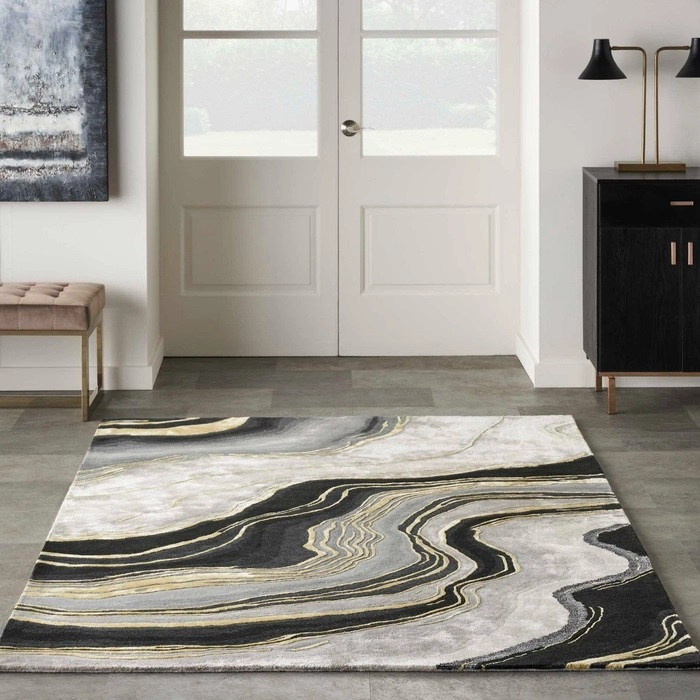 Contemporary Rugs & Transitional Rugs Prismatic PRS31 Black - Charcoal & Lt. Grey - Grey Hand Tufted Rug