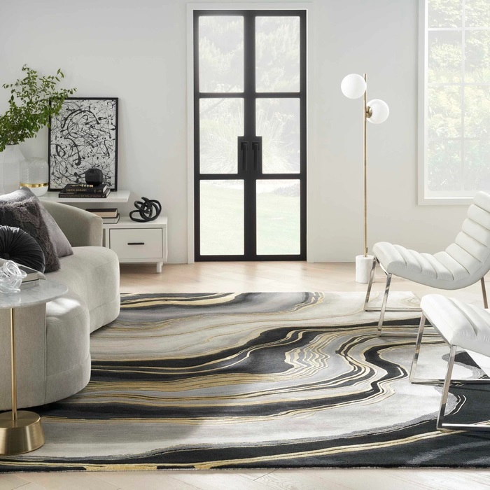 Contemporary Rugs & Transitional Rugs Prismatic PRS31 Black - Charcoal & Lt. Grey - Grey Hand Tufted Rug
