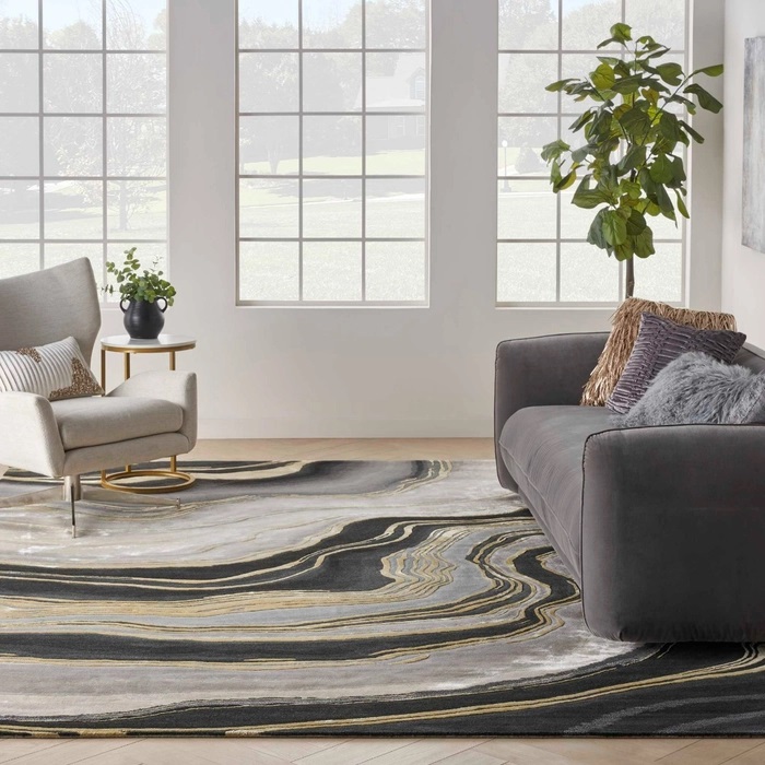 Contemporary Rugs & Transitional Rugs Prismatic PRS31 Black - Charcoal & Lt. Grey - Grey Hand Tufted Rug