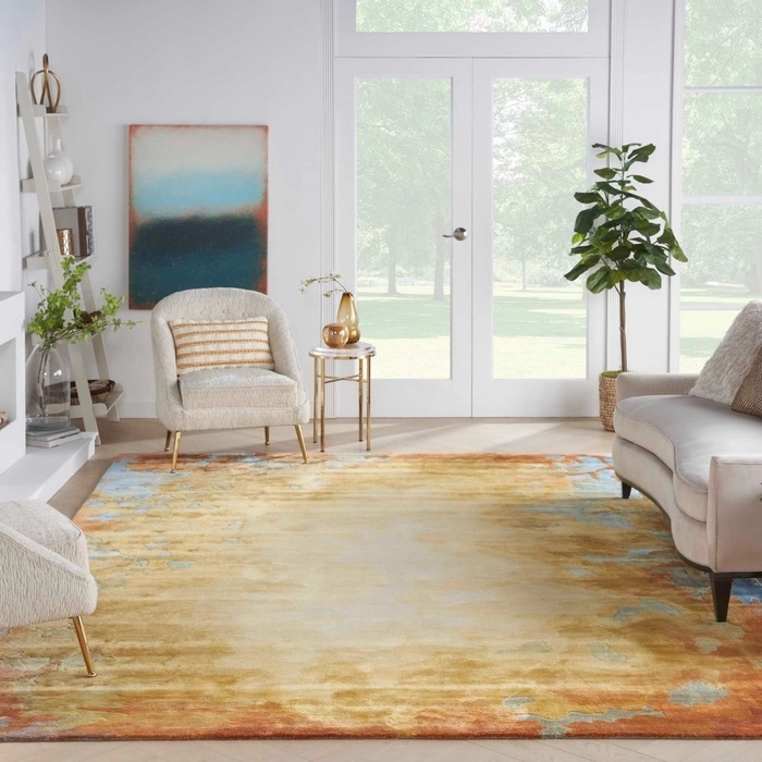 Contemporary Rugs & Transitional Rugs Prismatic PRS29 Lt. Gold - Gold & Multi Hand Tufted Rug
