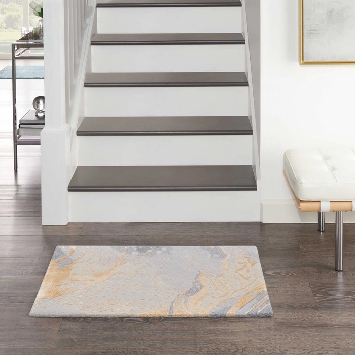 Contemporary Rugs & Transitional Rugs Prismatic PRS28 Lt. Grey - Grey & Lt. Gold - Gold Hand Tufted Rug