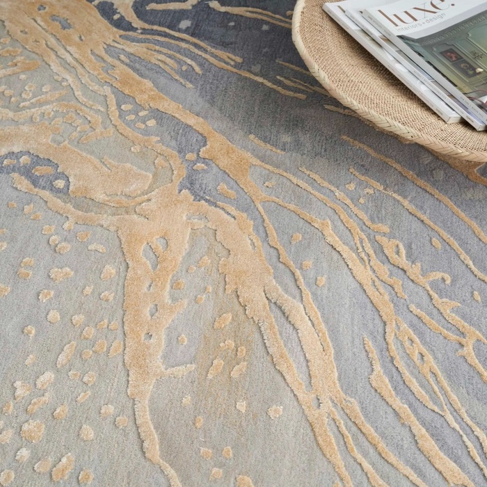 Contemporary Rugs & Transitional Rugs Prismatic PRS28 Lt. Grey - Grey & Lt. Gold - Gold Hand Tufted Rug
