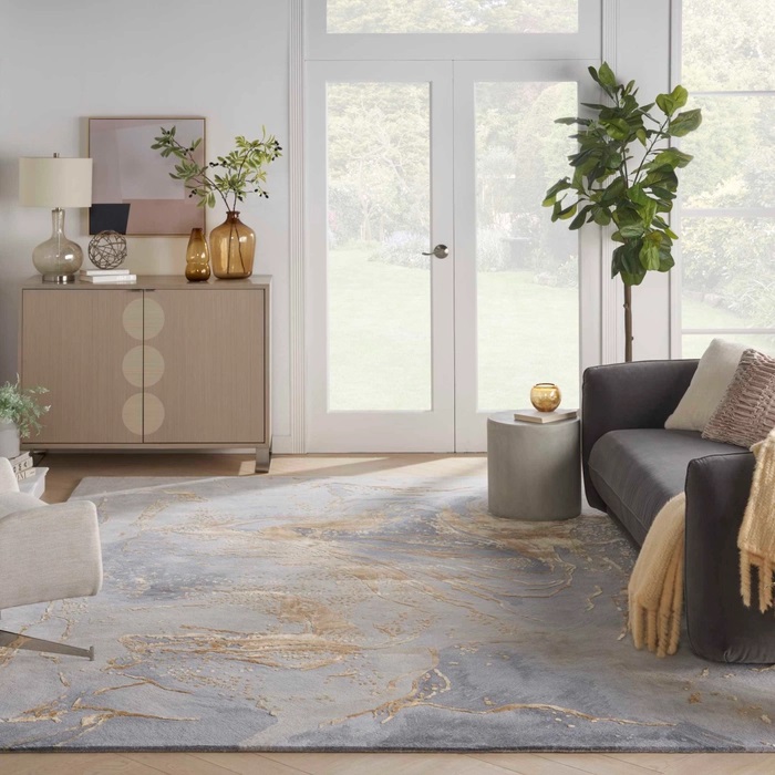 Contemporary Rugs & Transitional Rugs Prismatic PRS28 Lt. Grey - Grey & Lt. Gold - Gold Hand Tufted Rug
