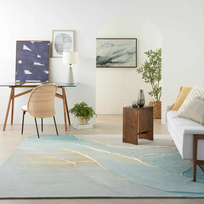 Contemporary Rugs & Transitional Rugs Prismatic PRS27 Lt. Grey - Grey & Lt. Green Hand Tufted Rug