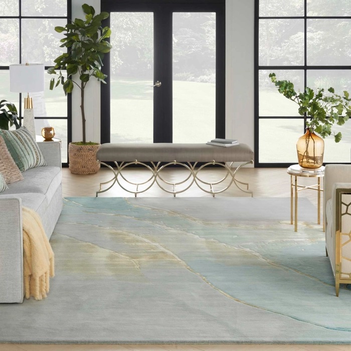Contemporary Rugs & Transitional Rugs Prismatic PRS27 Lt. Grey - Grey & Lt. Green Hand Tufted Rug