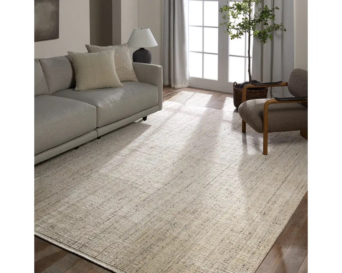 Casual Rugs & Solid Rugs Mohan MOH01 Ivory - Beige & Black - Charcoal Hand Woven Rug