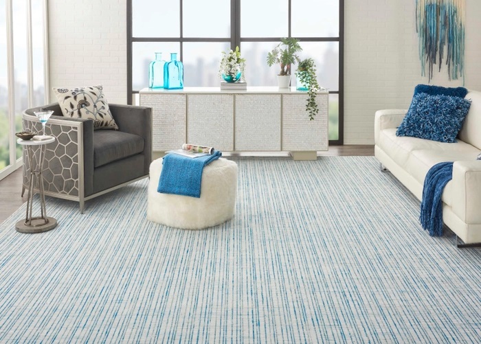 Custom Rugs, Runners & Rounds Textureweave Teal Lt. Blue - Blue Machine Made Rug