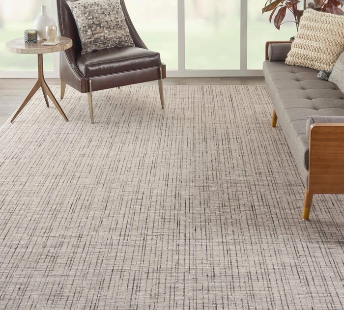 Custom Rugs, Runners & Rounds Textureweave Domino Lt. Grey - Grey & Black - Charcoal Machine Made Rug