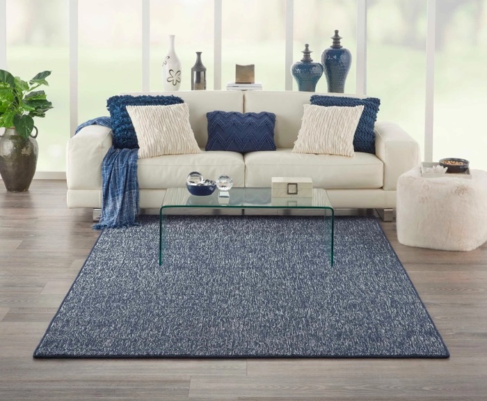 Custom Rugs, Runners & Rounds Effervescence Ink Medium Blue - Navy & Lt. Blue - Blue Machine Made Rug